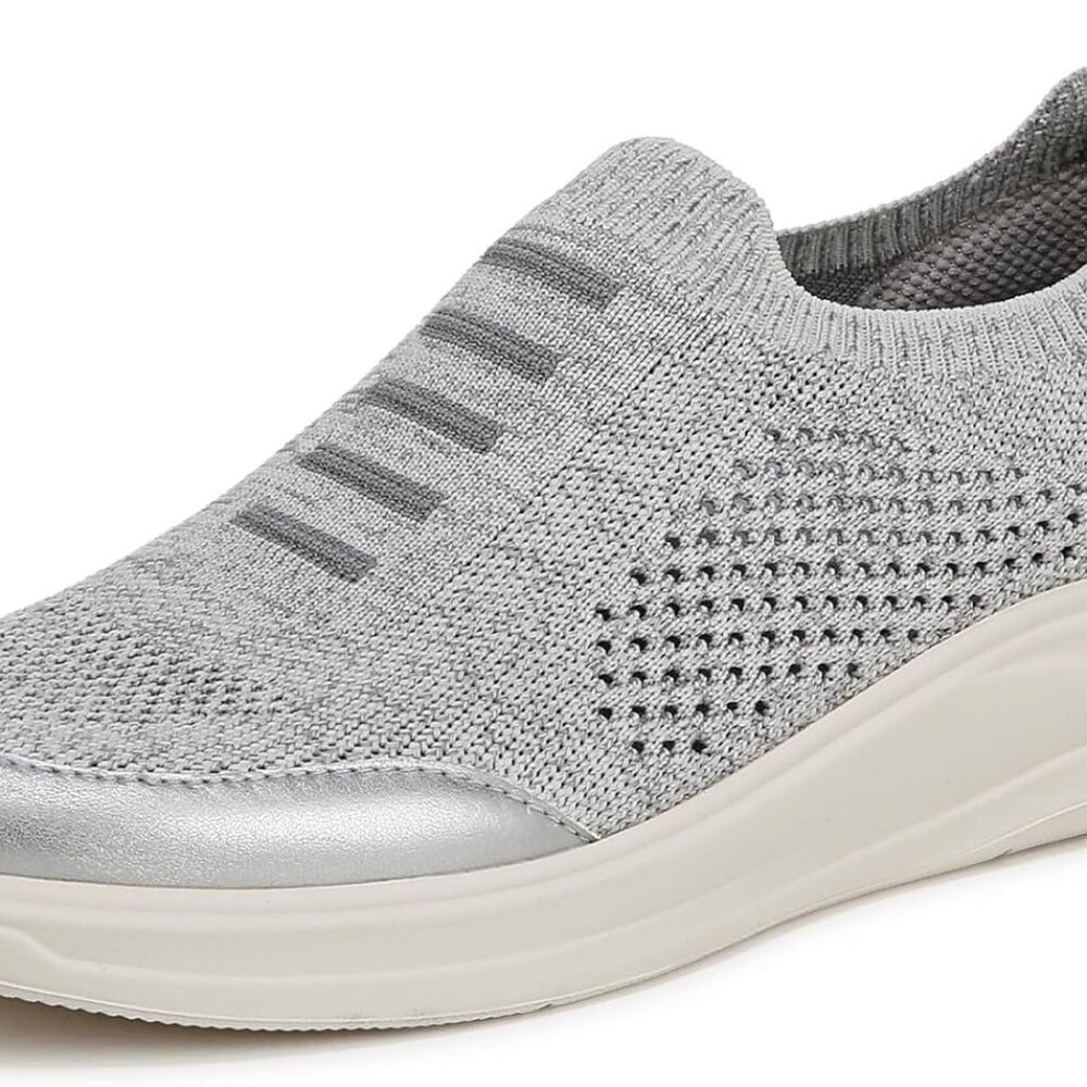 Women's Fabric Slip-On Sneakers Stretch Knit Comfort Wedge Heel Travel